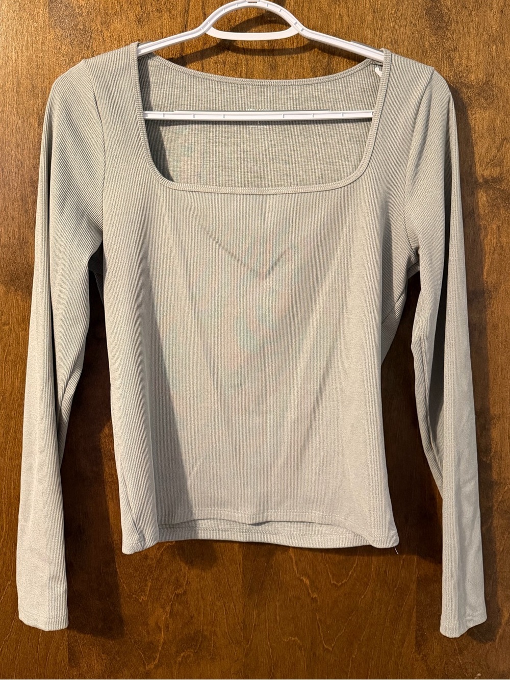 Hollister Square Neck Light Gray Long Sleeve Top